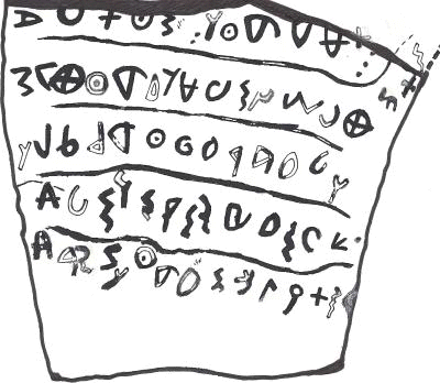 Professor Galil's reconstruction of the text on the Khirbet Qeiyafaf ostracon. The image is courtesy of the University of Haifa.