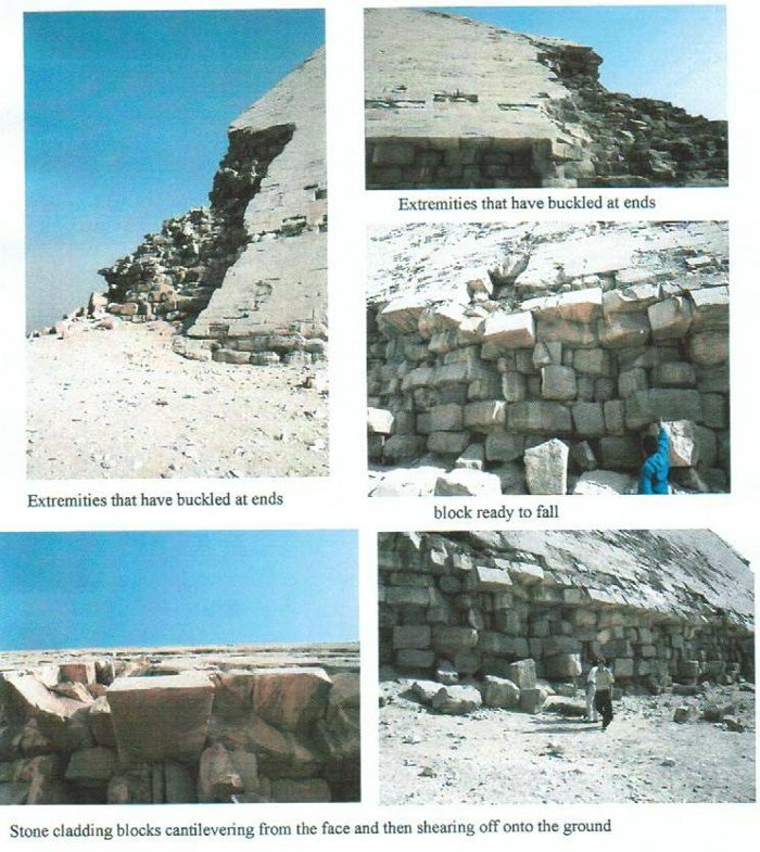 Pictures of damage to the Bent Pyramid