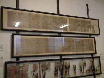 The Turin Papyrus occupies most of one wall of a room in the Turin Archaeological Museum.