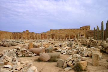 Remains of the Severan forum in Leptis Magna.