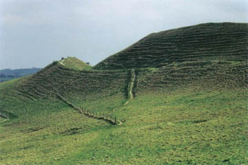 One of the banks that surrounds Maiden Castle in Dorset.