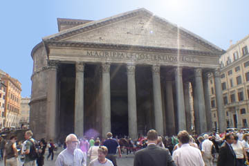 The Pantheon, once a temple to all the gods, now a Christian church. The Pantheon, once a temple to all the gods, now a Christian church.